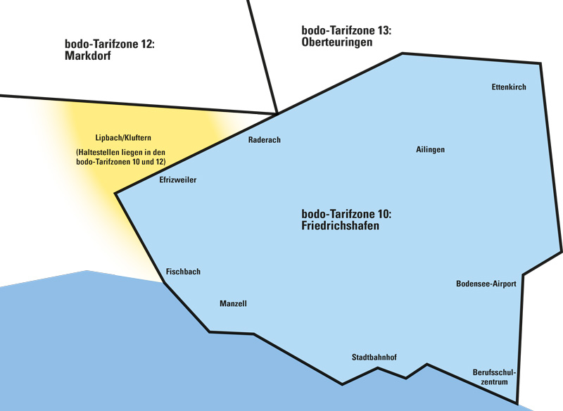 Tarifzonen des Stadtverkehr Friedrichshafen